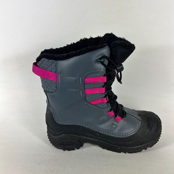 Columbia Bugaboot Celsius Snow Boots Kids 4 Gray Leather Lace Up Waterproof - Picture 3 of 9